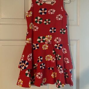 Hanna Andersson Red Floral Pinwheel Tiered Dress